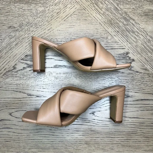 A New Day Casual Crisscross Leather Square Toe Sandal Heel Nude/Tan, Women’s 8 - Picture 6 of 9